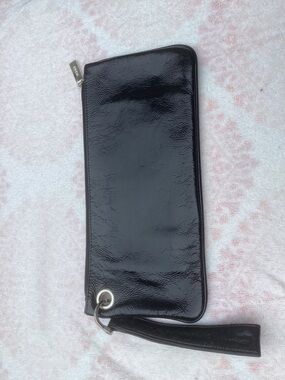 HOBO Black Patent Leather Wristlet Clutch
